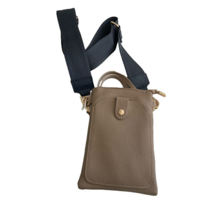 Italian Pebbled Leather Crossbody bag, made in Italy. Beige NWT